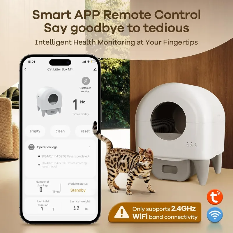 Fumoi Self Cleaning Litter Box App Control with Safety Sensors